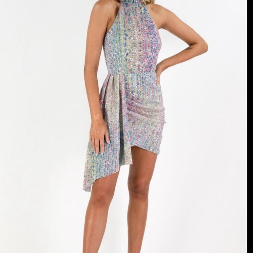 Saylor Multi-Color Asymmetrical Mini Dress
